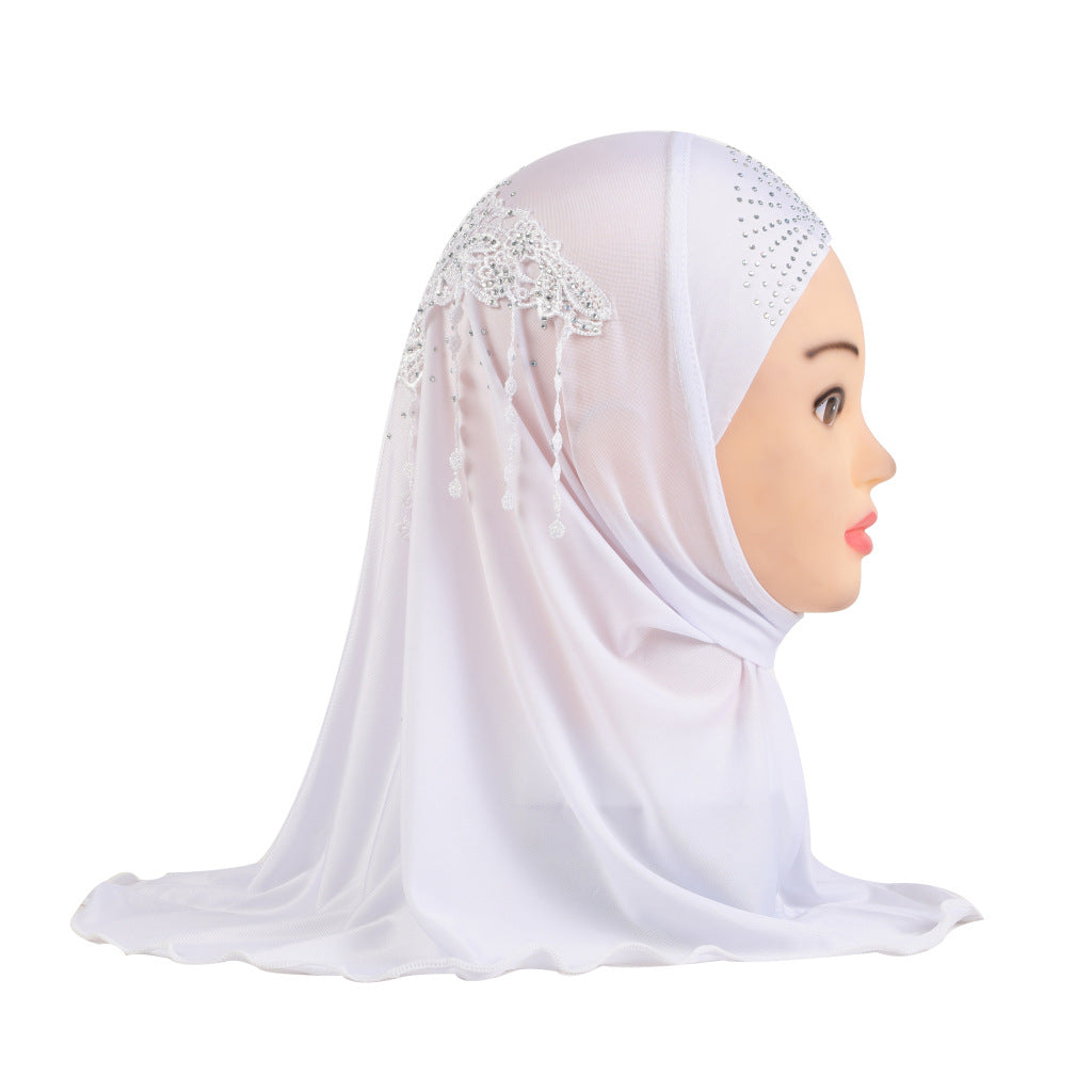 H046 lace stamping rhinestone plain instant hijab