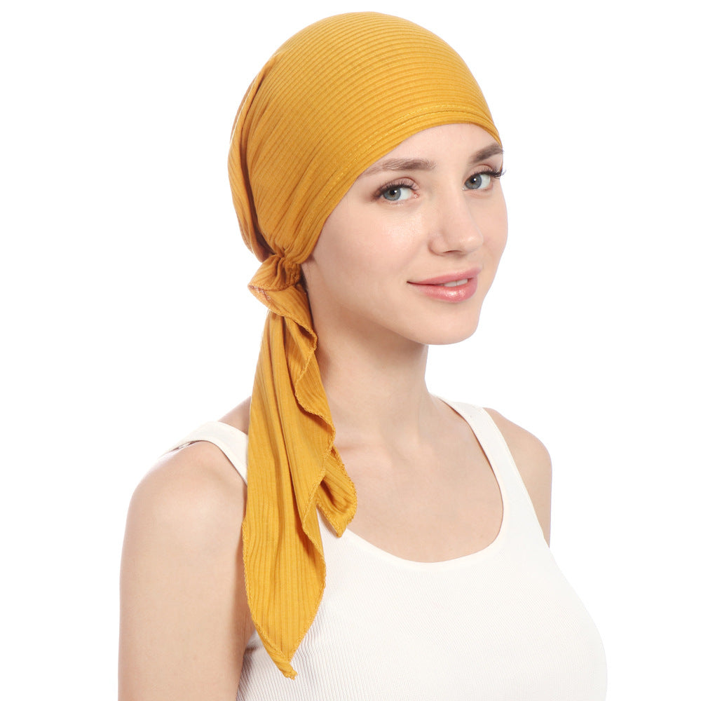 TJM-抽条飞机帽 pleated plain hijab turban hat