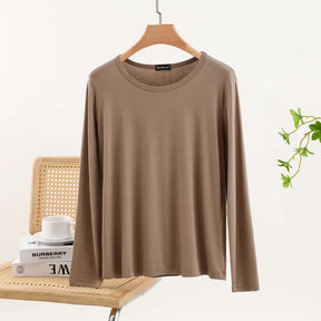 JC001  Crew Neck Modal Long Sleeve Loose Stretch Top