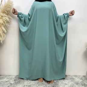 6689 plain Batwing sleeve muslim abaya dress