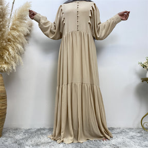 6633 pleated plian muslim abaya dress