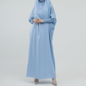 LR484   Plain plus size hijab-integrated dress