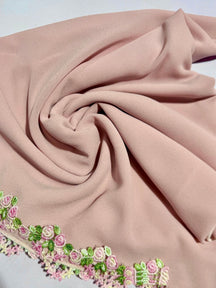 198#  Floral Embroidered Polyester Open Abaya + Slip Dress Set - Hijab sold separately