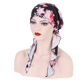 8358 Curved floral pullover cap