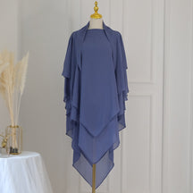 HJ909  Plain 3-Layer Polyester Prayer Hijab