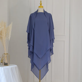 HJ909  Plain 3-Layer Polyester Prayer Hijab