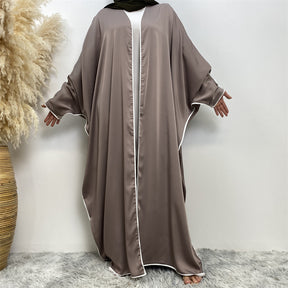 6688 satin muslim abaya cardigan Batwing sleeve dress