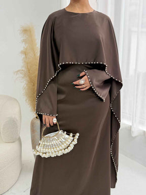 LR1134 Exquisite Pearl-Embellished Abaya – Opulent Craftsmanship, Timeless Elegance