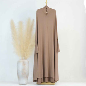 LR628  Solid Color Plus Size Dress with Flowing Batwing Sleeves