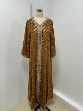 ZD004   Muslim robe gold stamping simple lace slim fit Dubai women's dress  abaya	Dresses/gowns