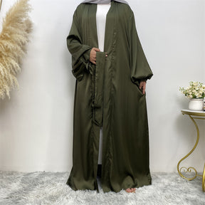 1934 plain satin muslim abaya dress