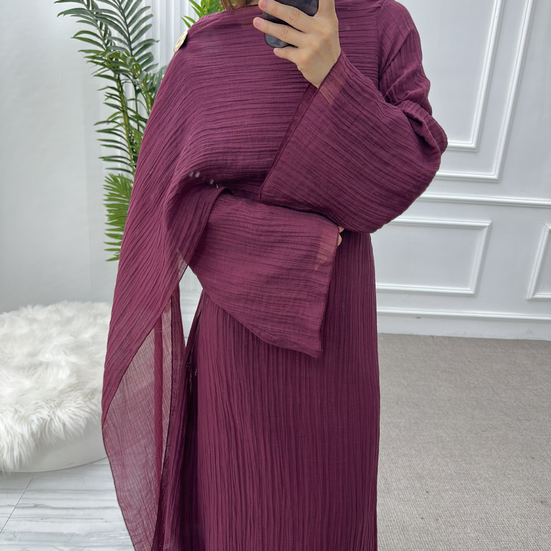 LR1088  Women's Plus Size Plain Double-Layer Ruffled Dress