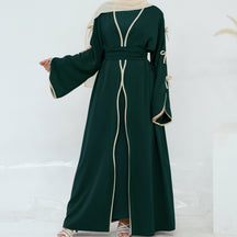 LR962+LR1003 Plain Bow Abaya Dress Set