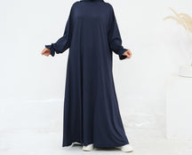 LR958  Plain Polyester Plus Size Long Sleeve Hooded Casual Dress