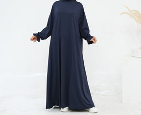 LR958  Plain Polyester Plus Size Long Sleeve Hooded Casual Dress