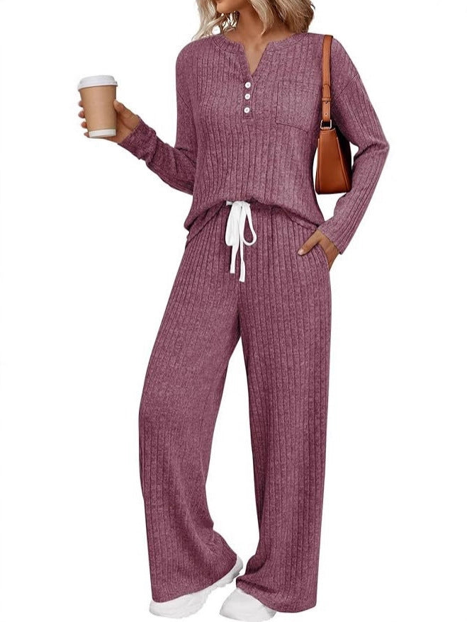 88516  Women's New Spring Jersey Ribbed Brushed 2-Piece Set