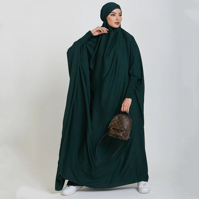 FG20-21484  Solid Nida Loose Sleeve Scarf Long Dress