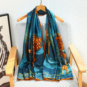 21203  Printed Extra-Long Lightweight Polyester Layering Scarf