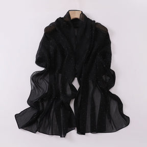 W-0310  Solid color wrinkled starry sky rhinestone long scarf