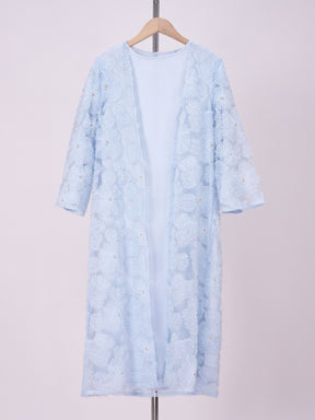 MK2653  Child‘s 2-Piece Set: Tulle Floral Bead Jacket and Satin Slip Dress