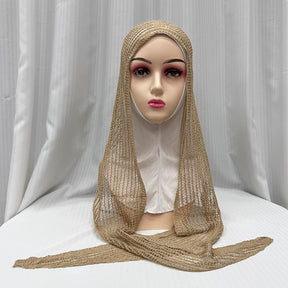 QK685 Exquisite Shiny Thread Diamond Hollow-out Muslim Hijab cap