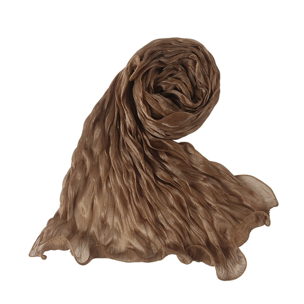 WJ090  Plain breathable bright silk bubble crepe hijab