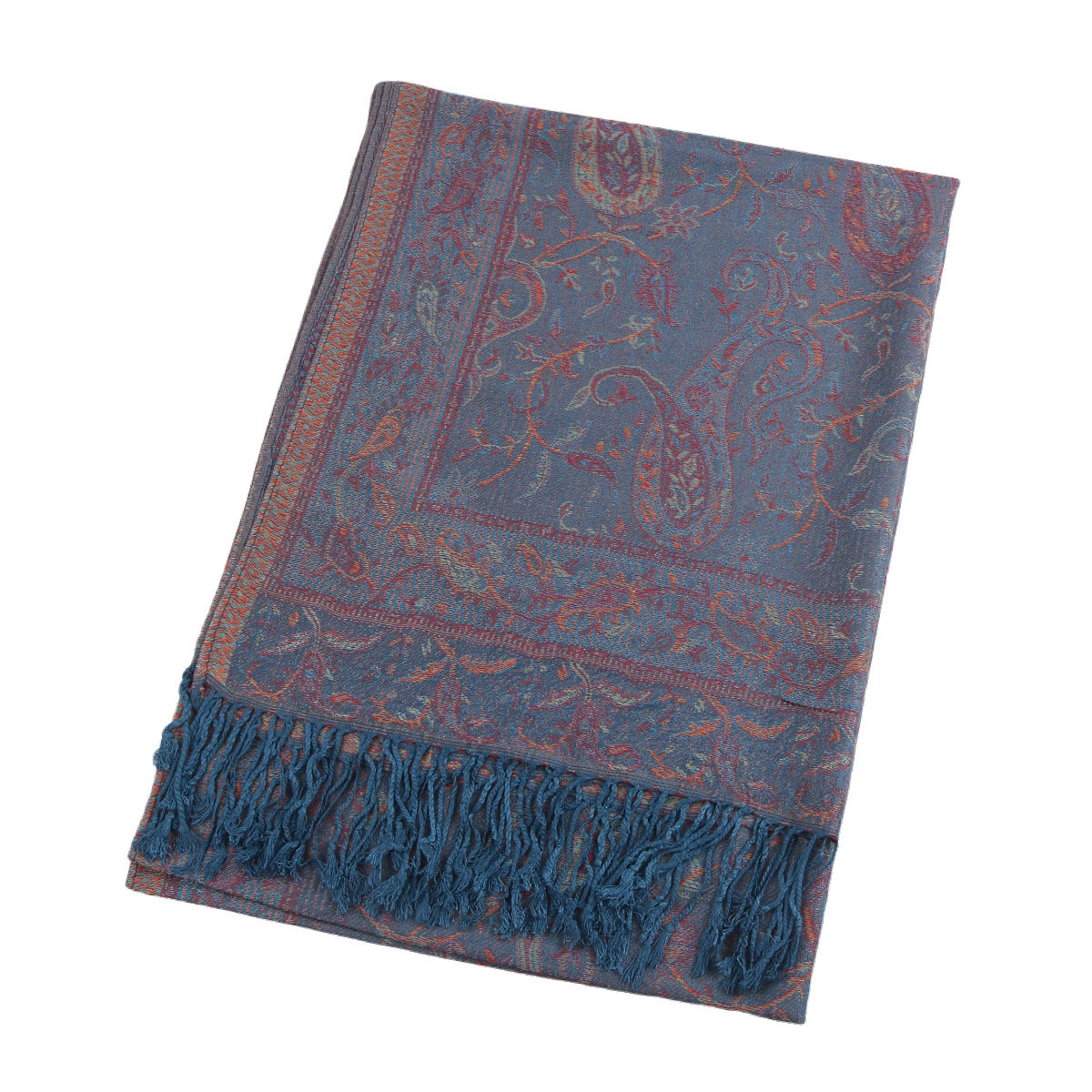 WJ046  Paisley Faux Cashmere Tassel Layering Scarf
