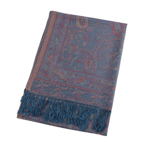 WJ046  Paisley Faux Cashmere Tassel Layering Scarf