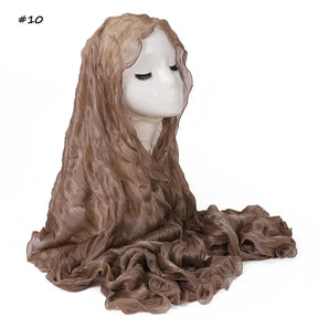 YZ327  Plain breathable glossy stretchy crinkled chiffon hijab