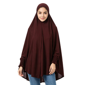 22201-22210  Plain High-Stretch Polyester Ruffled-Edge Sleeve Hijab