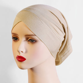 KJH-01    Multicolor cross-front hat with non-pilling cotton and solid color mercerized cotton bottom hat and headscarf