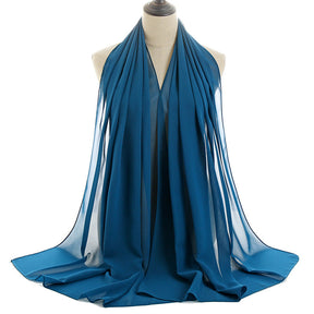 YW016  Plain pearl chiffon hijab