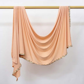 JBHBHB  Elegant Versatile Plain Colorful Embroidered-Edge Liquid Jersey Hijab