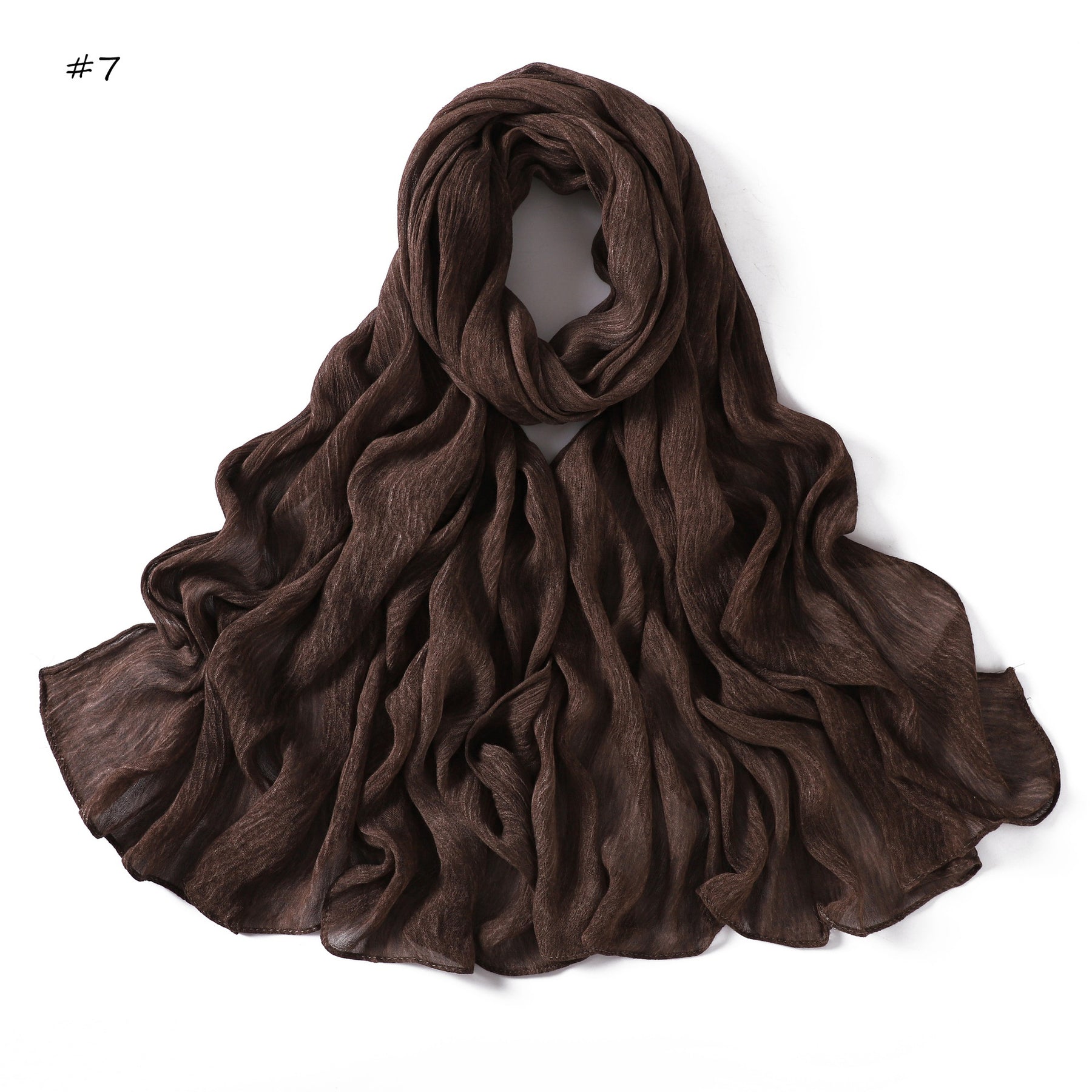 YZ322  Plain Washed-Dye Modal Crinkle Rolled-Edge Hijab