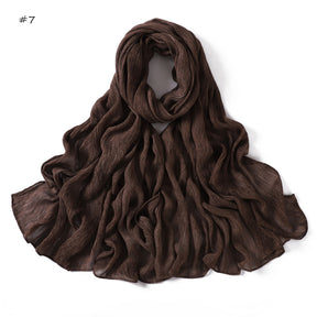 YZ322  Plain Washed-Dye Modal Crinkle Rolled-Edge Hijab