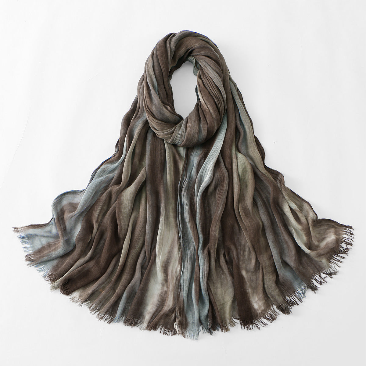 VE134  Ethnic Rainbow Tie-Dye Crinkle Rayon Hijab