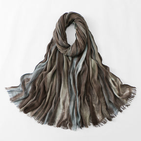 VE134  Ethnic Rainbow Tie-Dye Crinkle Rayon Hijab
