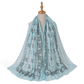 MSL276  Gold stamping hijab with gold thread - MOQ:2