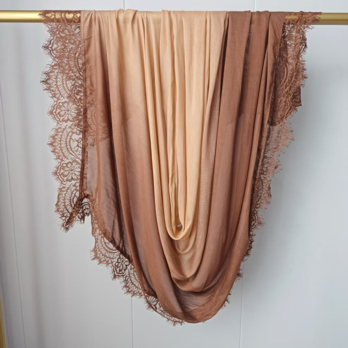 JBL03  Soft Versatile Modal Hijab with Wide Omber Lace Trim