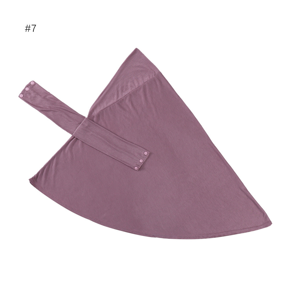 MSL022  Plain Modal Jersey Adjustable Undercap Hijab with Tie & Button Closure
