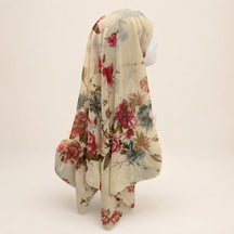 JBXF000  Printed Chiffon Hijab + Attached Tie Back Cap
