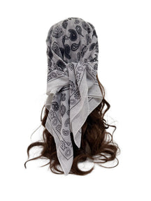 ASYLT552509018  90*90cm Paisley Printed Polyester Hotfix Rhinestone Square Scarf
