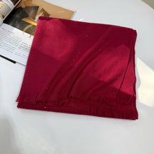 JM001  Plain Starry Hotfix Rhinestone Polyester Tassel Scarf