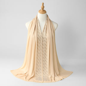 YW425  Mercerized Cotton Special-Shaped Hotfix Rhinestone Hijab