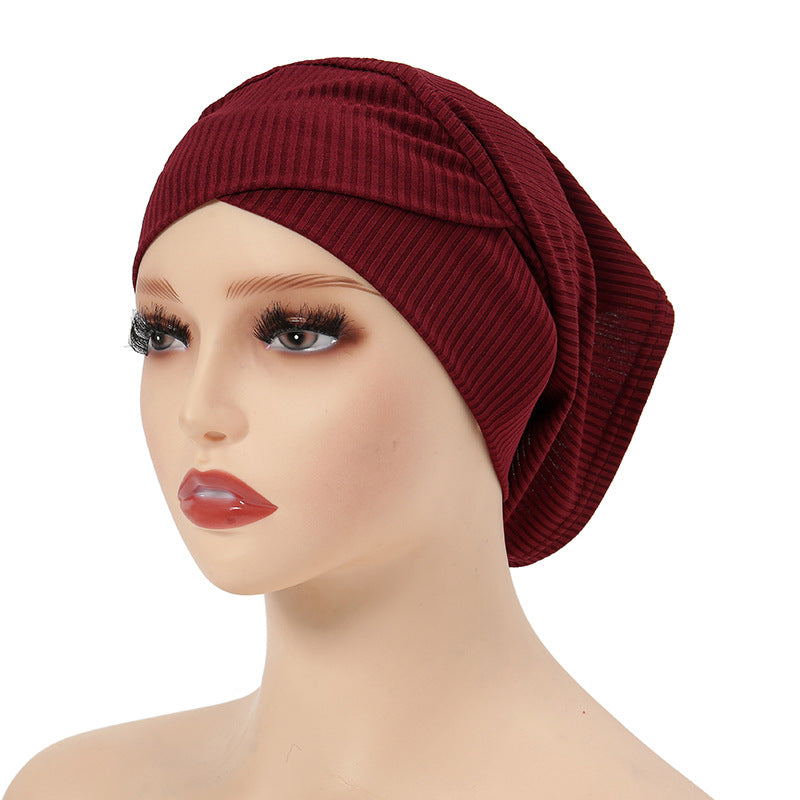 MSL028 Fashion bottom hat threaded cotton solid color headscarf