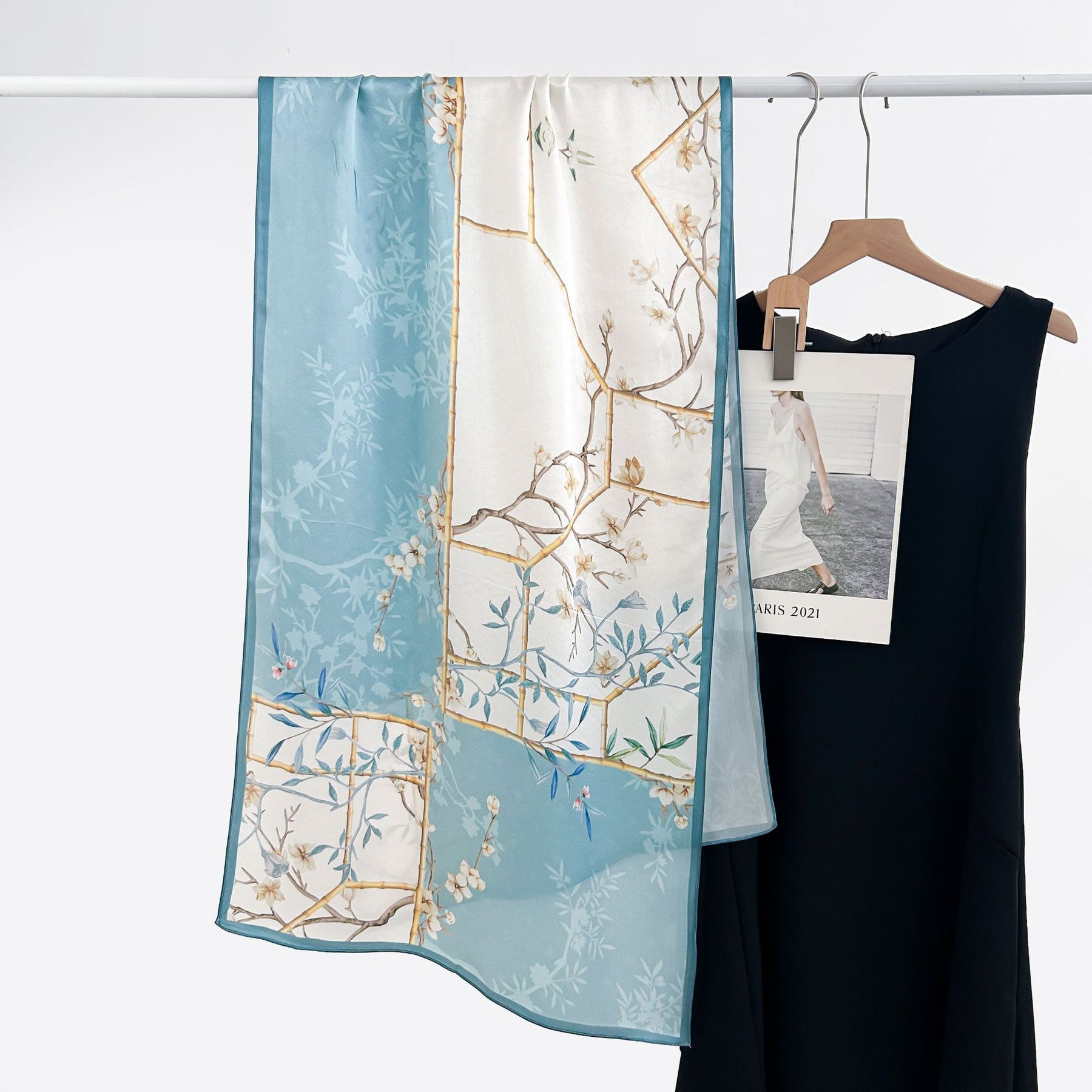 FSHHE  Elegant Versatile 100% Mulberry Silk Printed Scarf