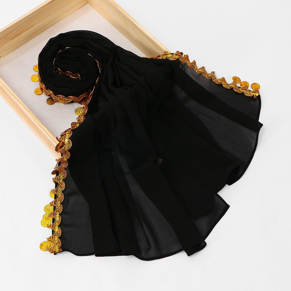 SW150  Plain Chiffon Sequin Tassel Hijab