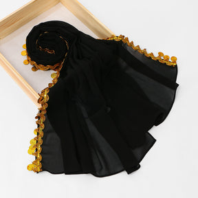 SW150  Plain Chiffon Sequin Tassel Hijab
