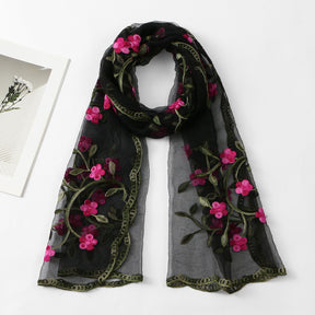 VE154  Nylon Embroidered Breathable Lightweight Hijab