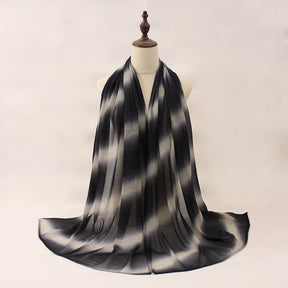 Z0A70006  Striped gradient pleated scarf - MOQ:2
